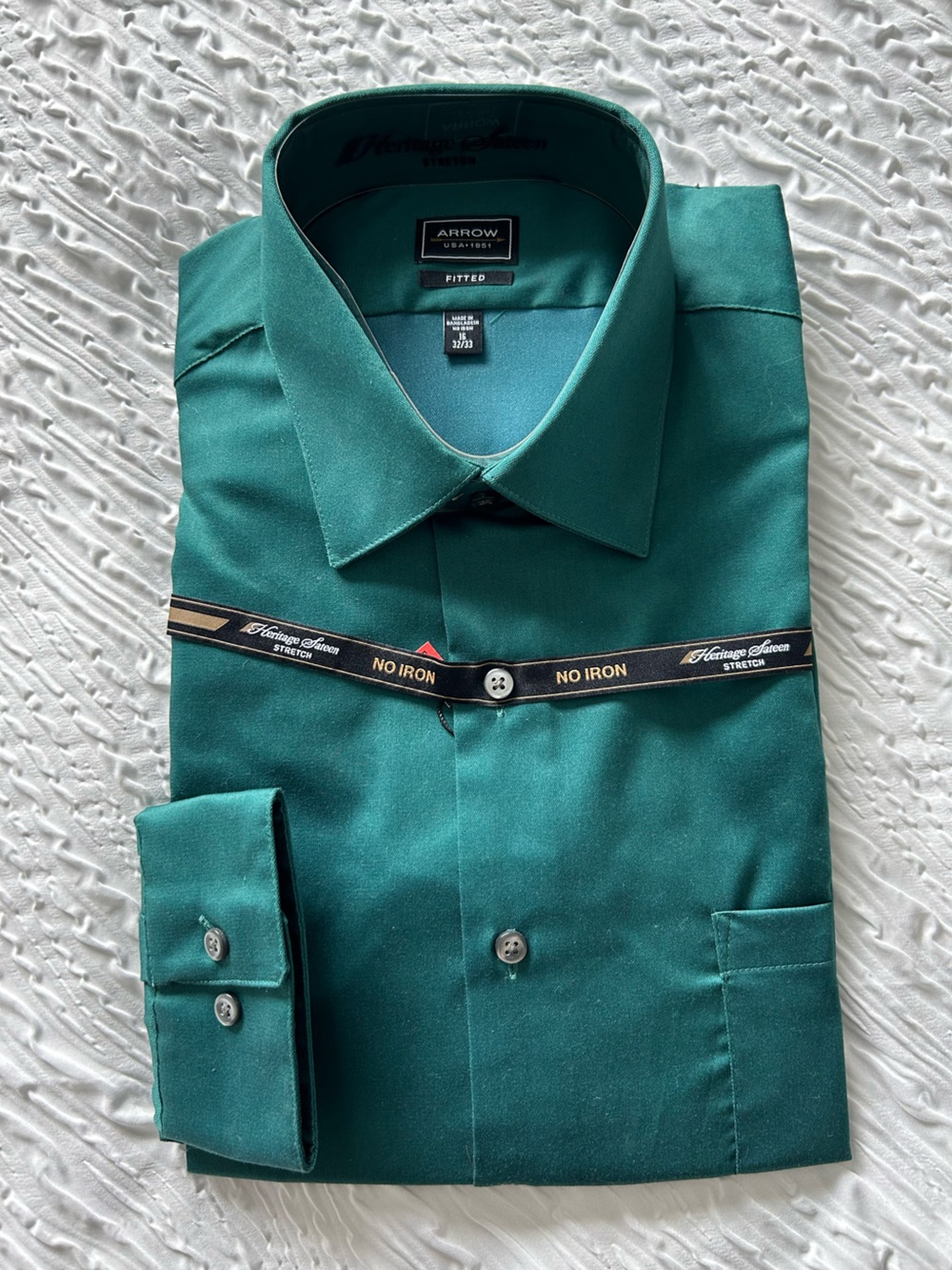 Arrow Men's Dress Shirt in Teal Green Size 16 32/33